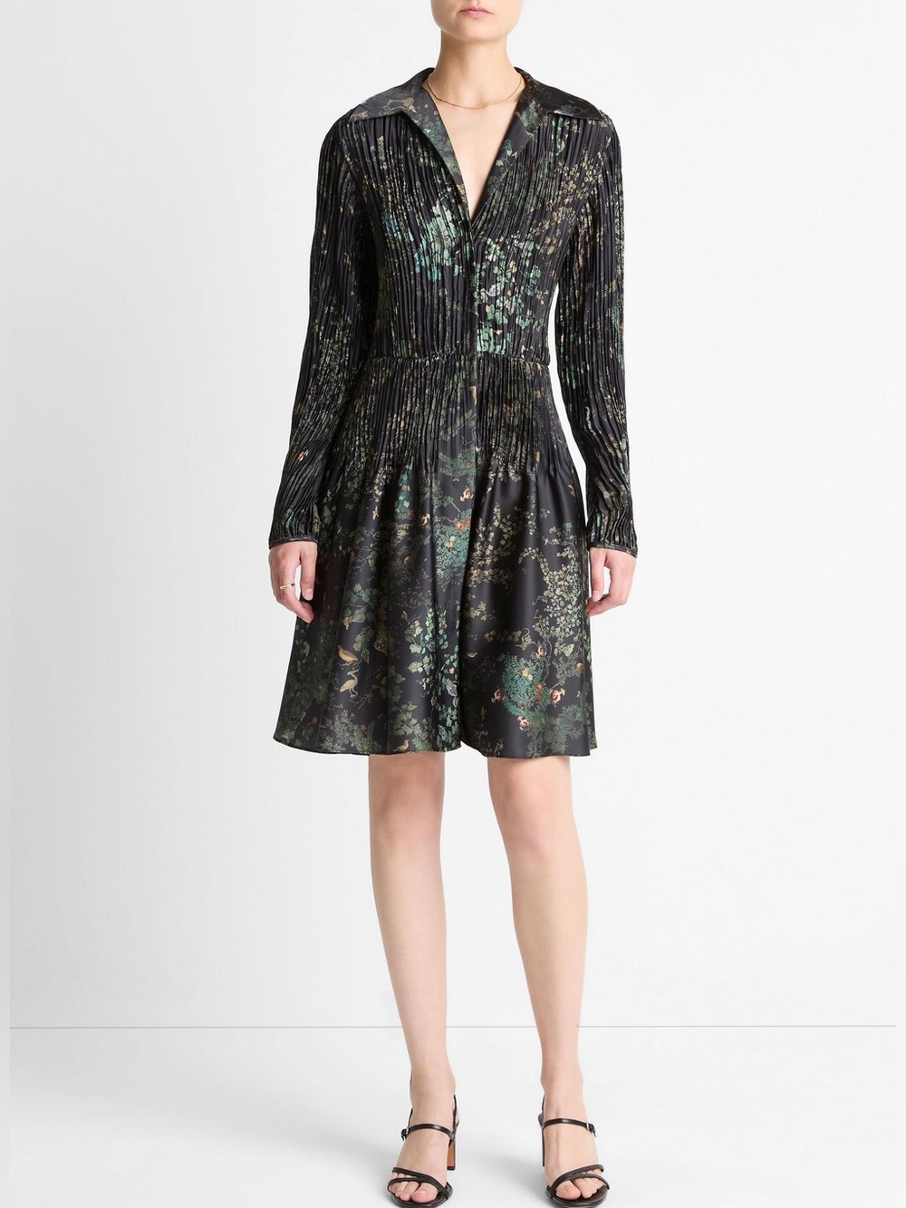 NWOT - Vince Grape Vine Crushed Satin Shirt Dress